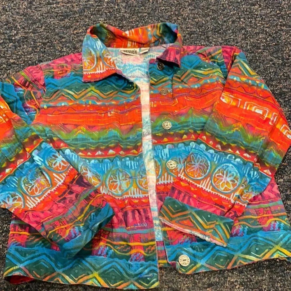 Chico’s Design Colorful Denim Jacket sz. 1